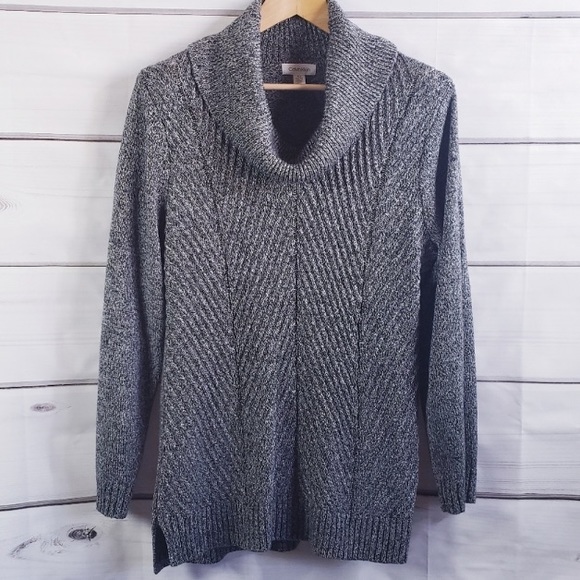 3/$15 Calvin Klein Heathered Gray Cowl Neck Sweater Size small - Picture 1 of 6